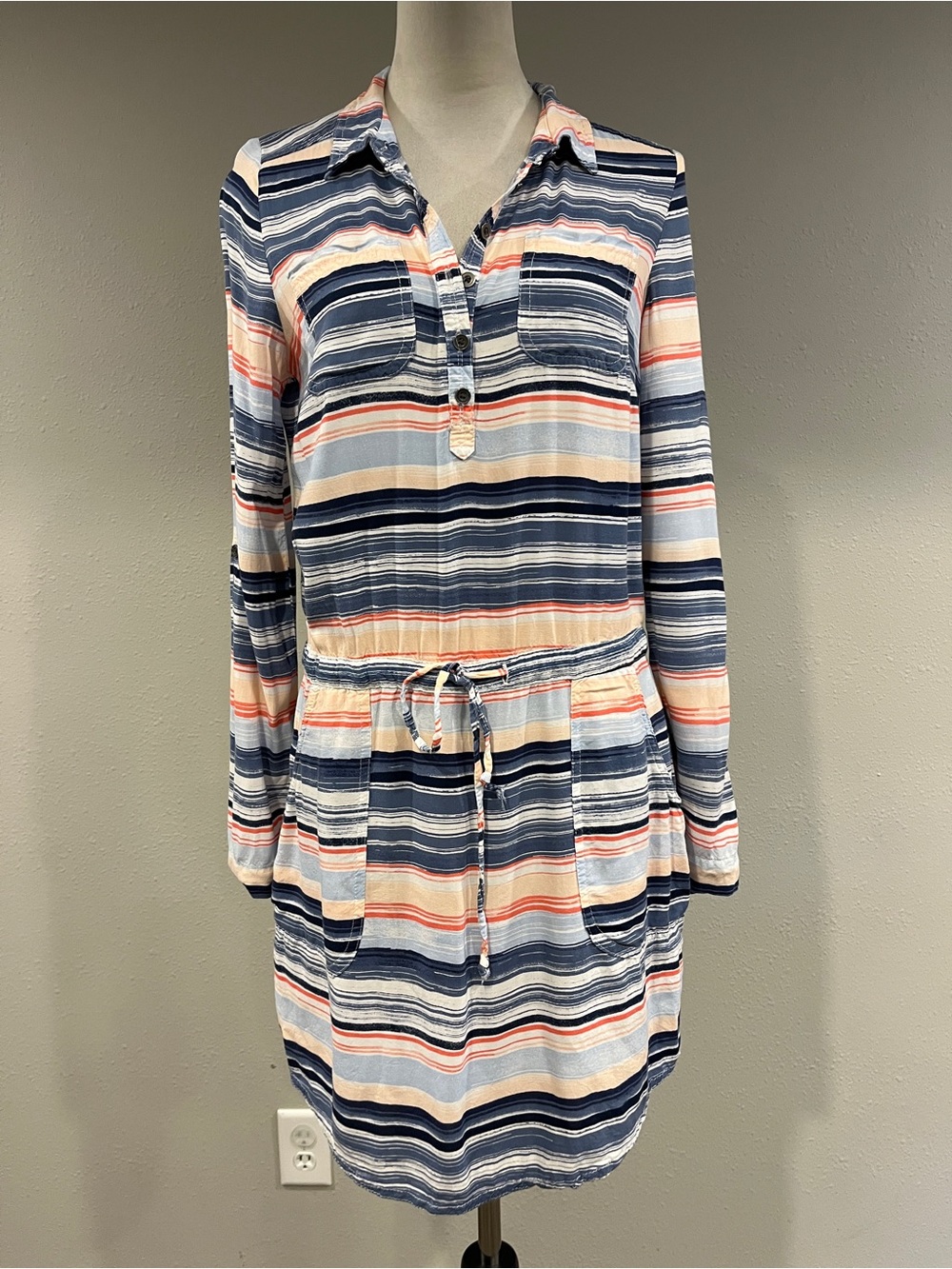 Striped long sleeve shirt dress size extra small